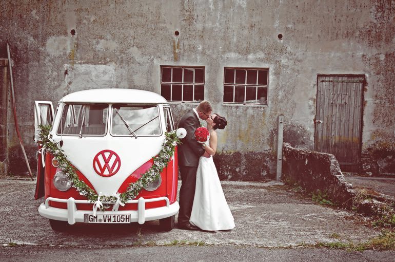 Foto vom gemieten VW Bulli für eine Hochzeit